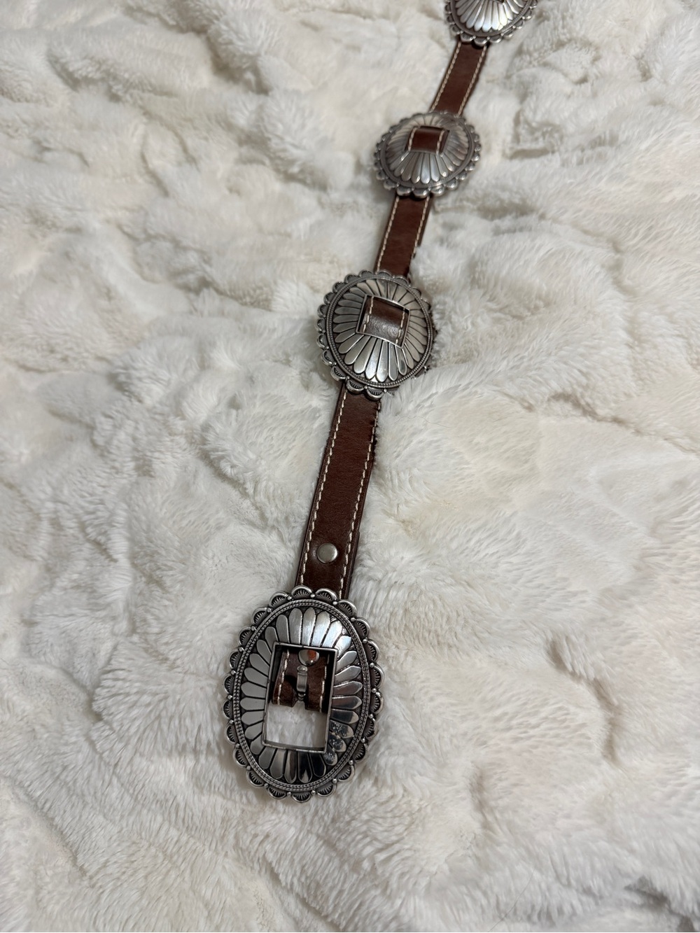 Nocona Brown Leather Western Concho Belt with Silver Conchos